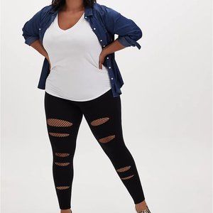Torrid Black Deconstructed Fishnet Premium Legging